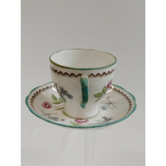 Vtg, Antique Roslyn Derwent Cup Saucer Pink, Blue - Picture 2 of 6